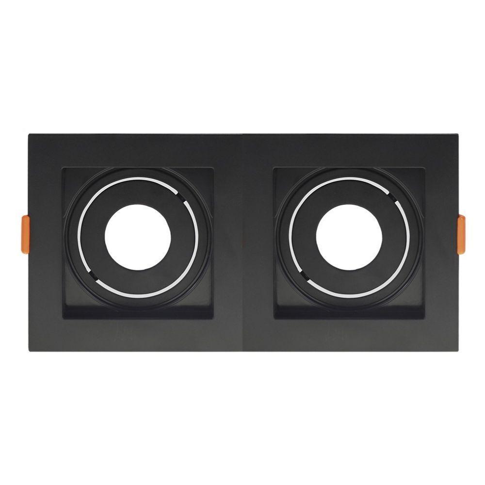 Spot De Embutir Quadrado Recuado Duplo Mr11 Direcionável Preto - 2