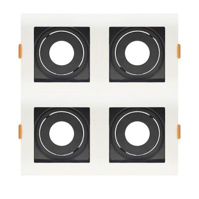 Spot De Embutir Quadrado Recuado Quadruplo Mr11 Direcionável Branco Com Preto