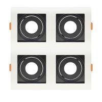 Spot De Embutir Quadrado Recuado Quadruplo Mr11 Direcionável Branco Com Preto - 1