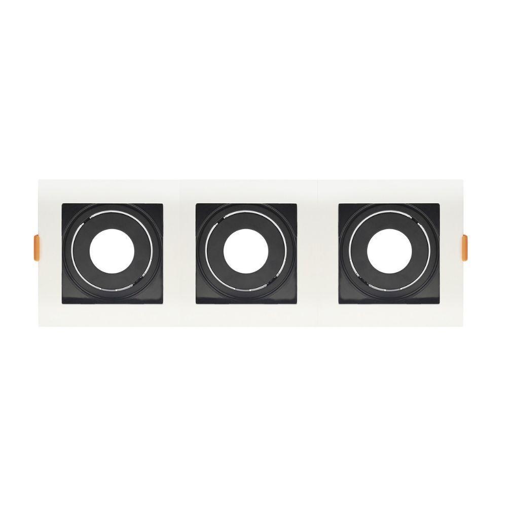 Spot De Embutir Quadrado Recuado Triplo Mr11 Direcionável Branco Com Preto - 1
