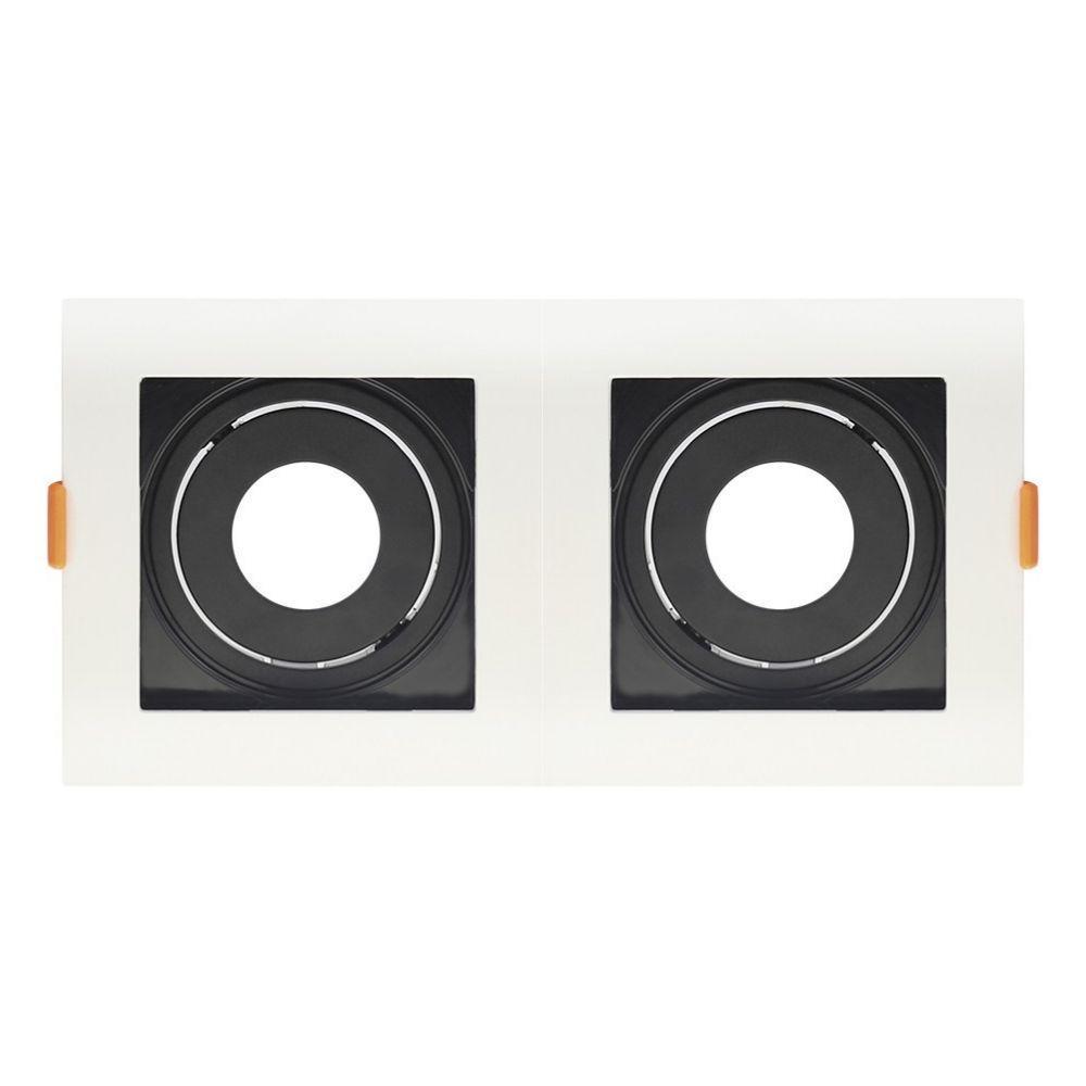 Spot De Embutir Quadrado Recuado Duplo Mr11 Direcionável Branco Com Preto - 3