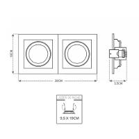 Spot De Embutir Quadrado Recuado Duplo Mr11 Direcionável Branco Com Preto - 2