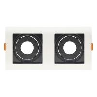 Spot De Embutir Quadrado Recuado Duplo Mr11 Direcionável Branco Com Preto - 3