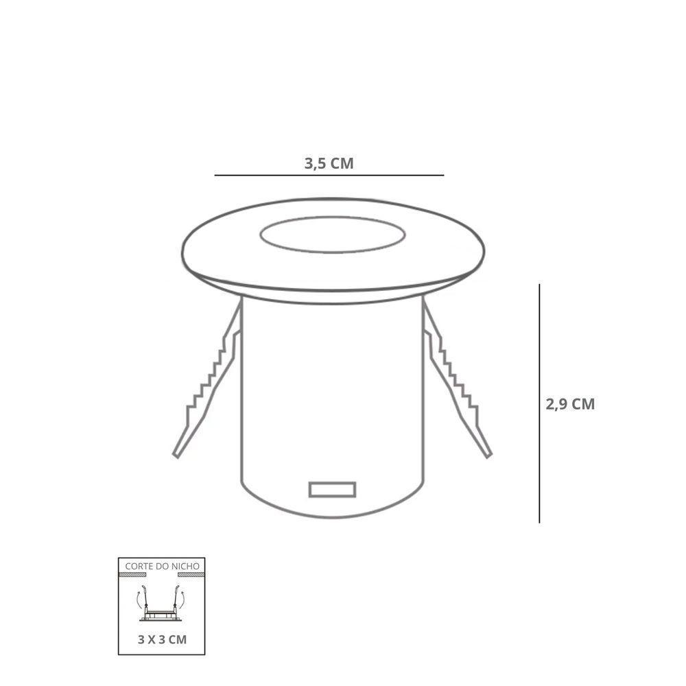 Kit 2 Spot Para Móvel Taschibra Pik Led Redondo Branco Bivolt 3000k Luz Quente - 3