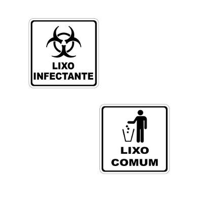 Etiquetas Adesivas Lixo Infectante Lixo Comum 2Pçs 15X15Cm Branco