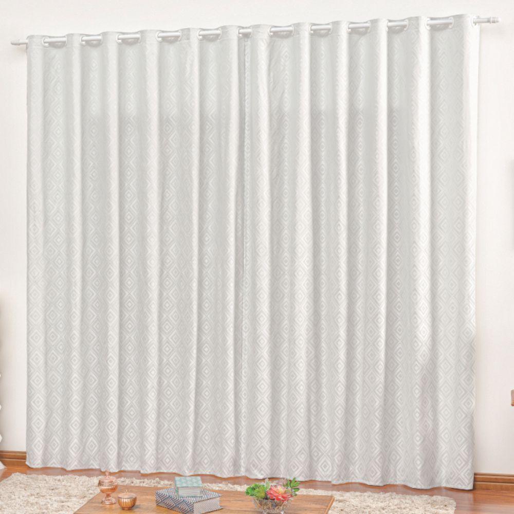 Cortina Em Jacquard Degradê 4,00 X 2,70 Para Varão - Branca - 1
