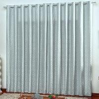 Cortina Em Jacquard Degradê 3,00 X 2,70 Para Varão - Cinza - 1