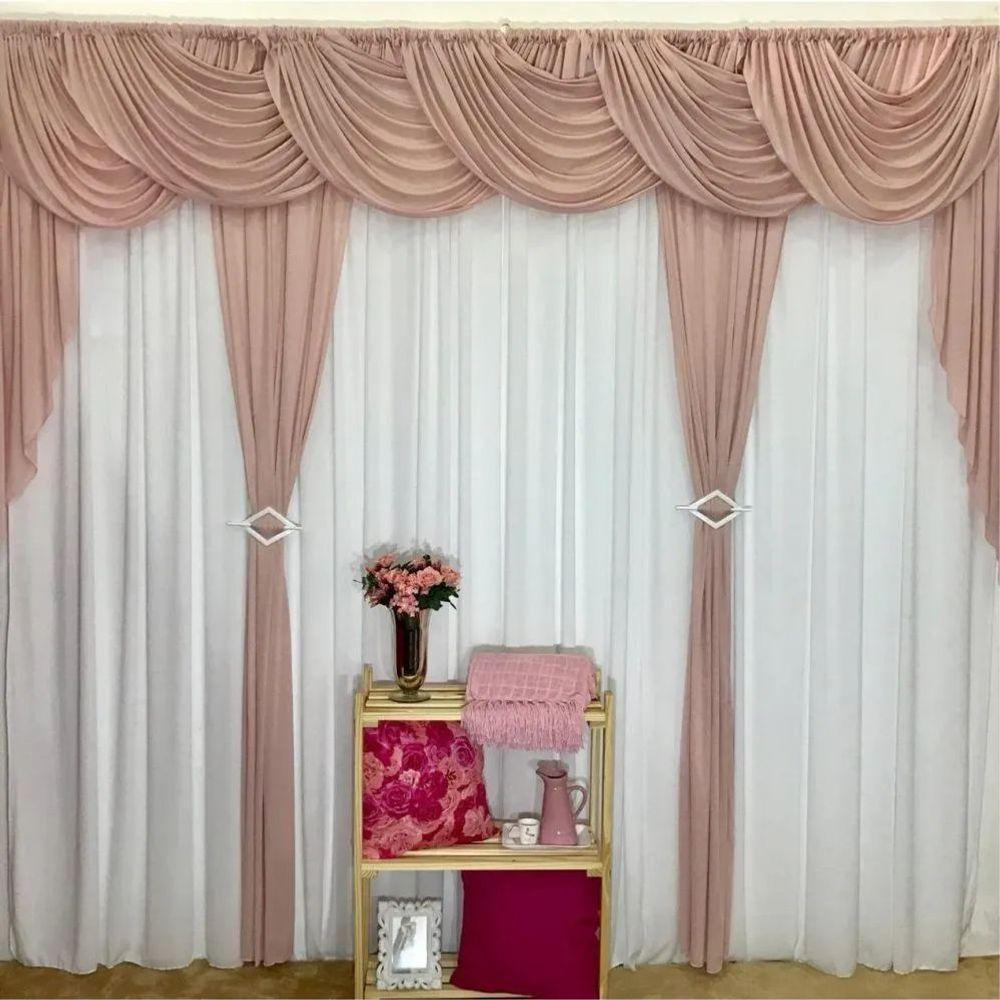 Cortina Sedução Para Varão Em Malha 4,00m X 2,60m Sala Quarto - Rosê - 1