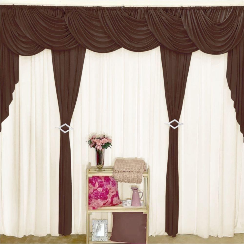 Cortina Sedução Para Varão Em Malha 4,00m X 2,60m Sala Quarto - Tabaco - 1