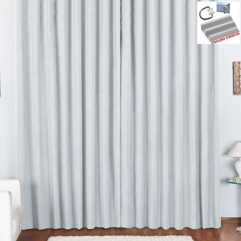 Cortina Pryme 2 Metros Sala Quarto Em Oxford Para Trilho Comum Branca - 1