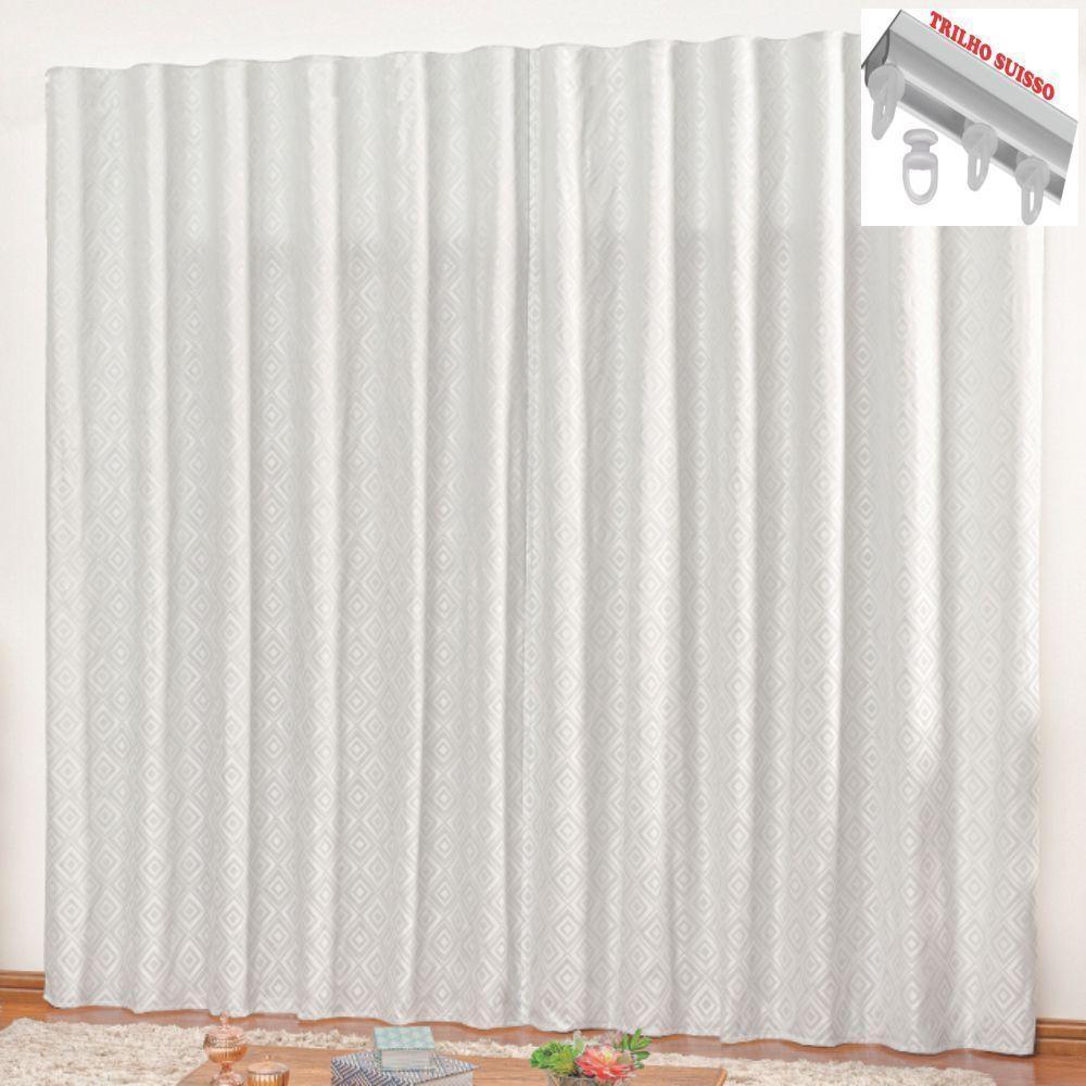 Cortina Em Jacquard Degradê 2,00 X 1,70 Para Trilho Suisso - Branca - 1