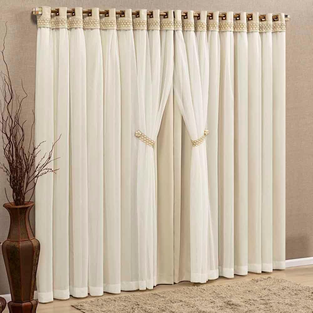 Cortina Grécia 3 Mts Sala Quarto Blackout Para Varão - Palha - 1