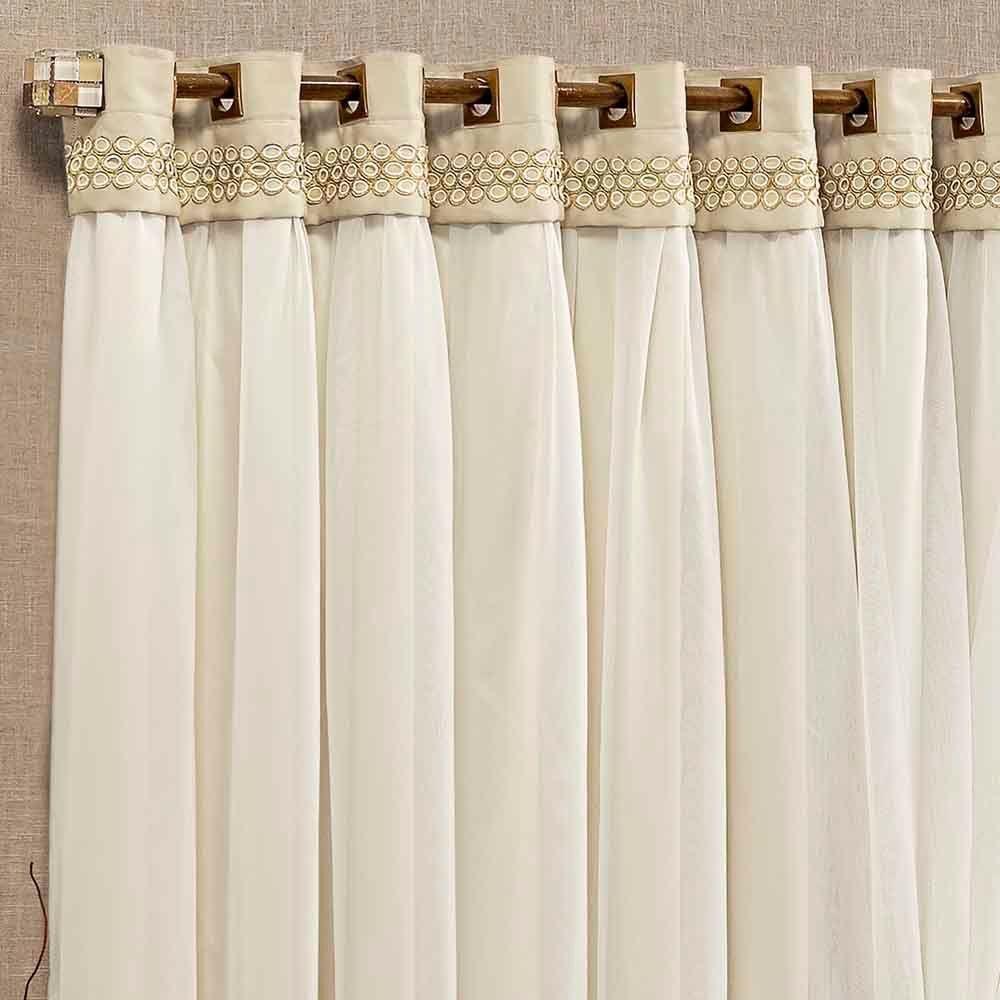 Cortina Grécia 3 Mts Sala Quarto Blackout Para Varão - Palha - 3