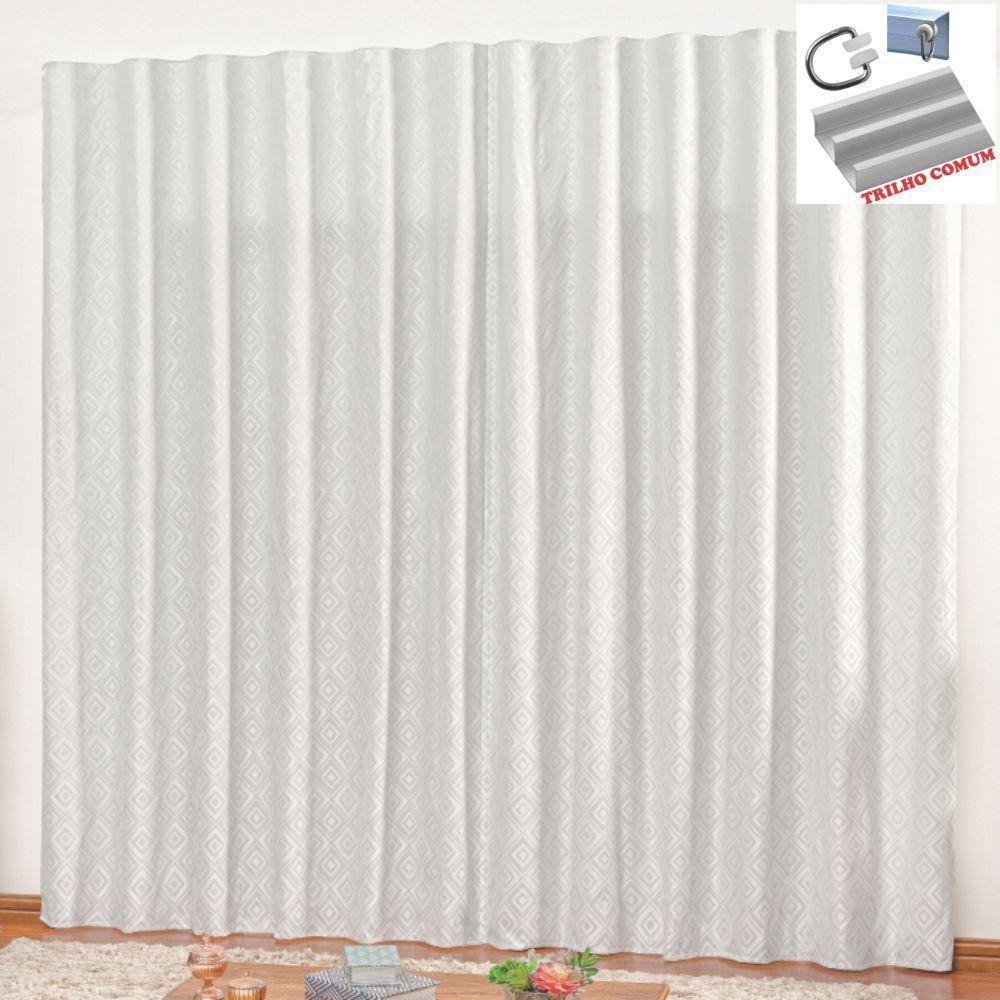Cortina Em Jacquard Degradê 3,00 X 2,70 Para Trilho Comum - Branca - 1