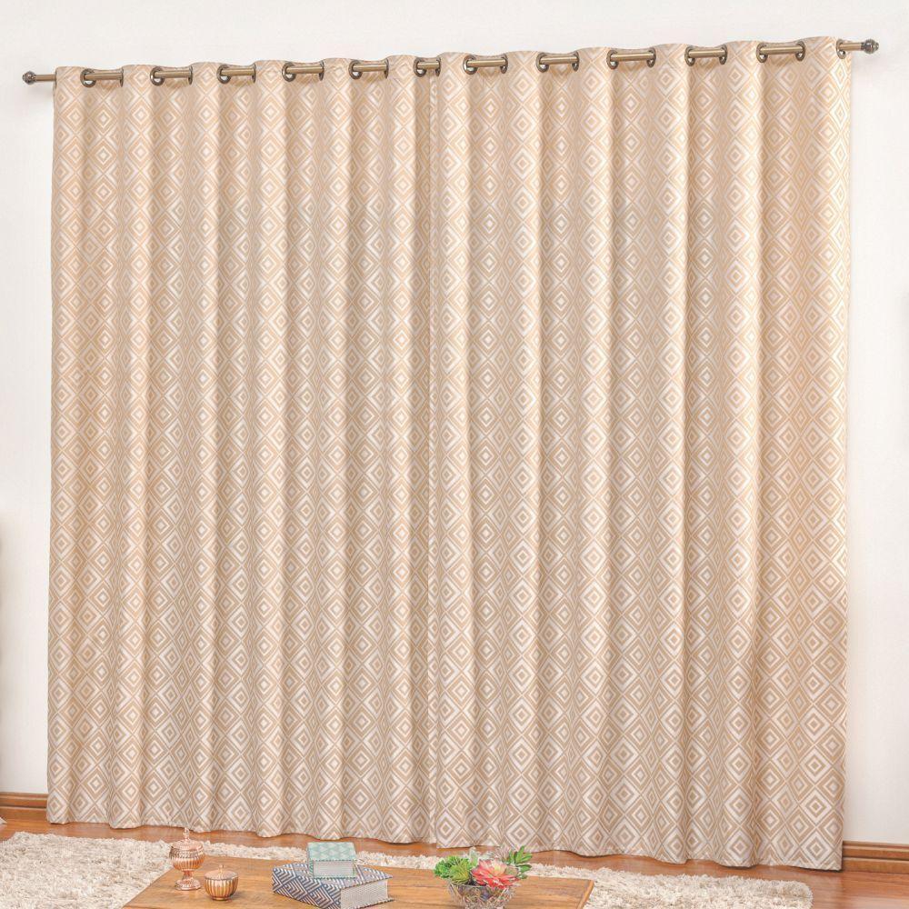 Cortina Em Jacquard Degradê 3,00 X 2,70 Para Varão - Avelã - 1