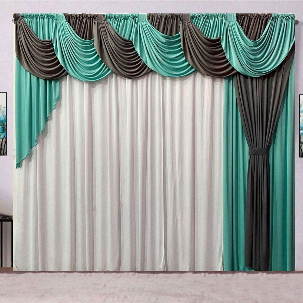 Cortina Inspiração 3 Metros Sala Quarto Para Varão - Verde - 1