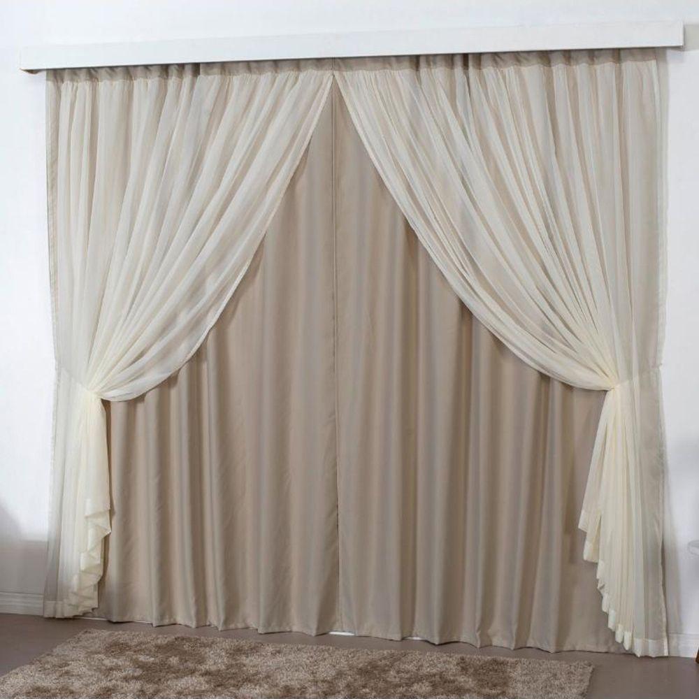 Cortina Mirage 4 Mts Sala Quarto Blackout Voal Trilho Suisso - Avelã - 1