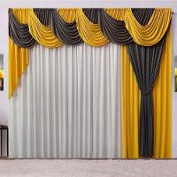 Cortina Inspiração 3 Metros Sala Quarto Para Varão - Amarela - 1