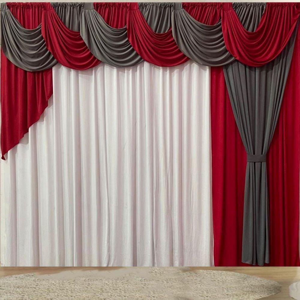 Cortina Inspiração 3 Metros Sala Quarto Para Varão - Vermelha - 1