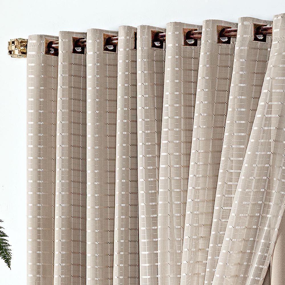 Cortina Iris 3 Metros Semi Blackout Sala Quarto Para Varão - Bege - 2