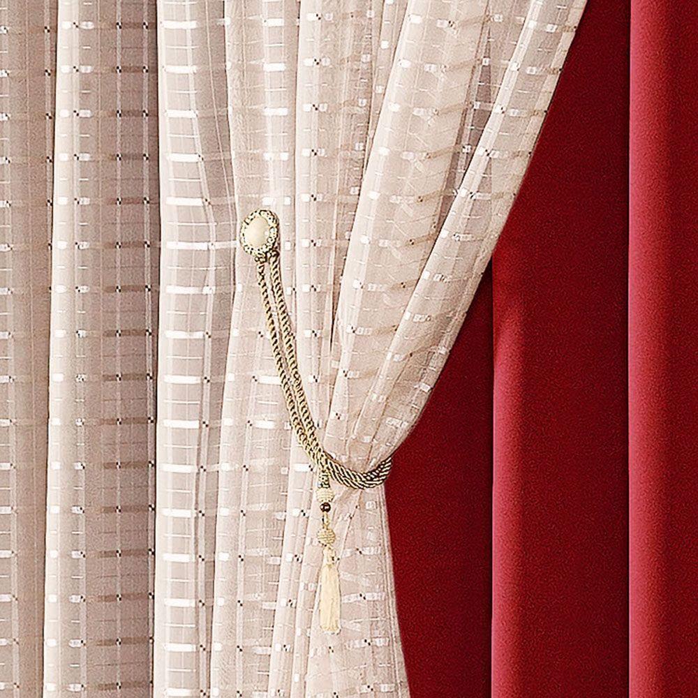 Cortina Iris 3 Metros Semi Blackout Sala Quarto Para Varão - Vermelha - 2