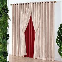 Cortina Iris 3 Metros Semi Blackout Sala Quarto Para Varão - Vermelha - 1