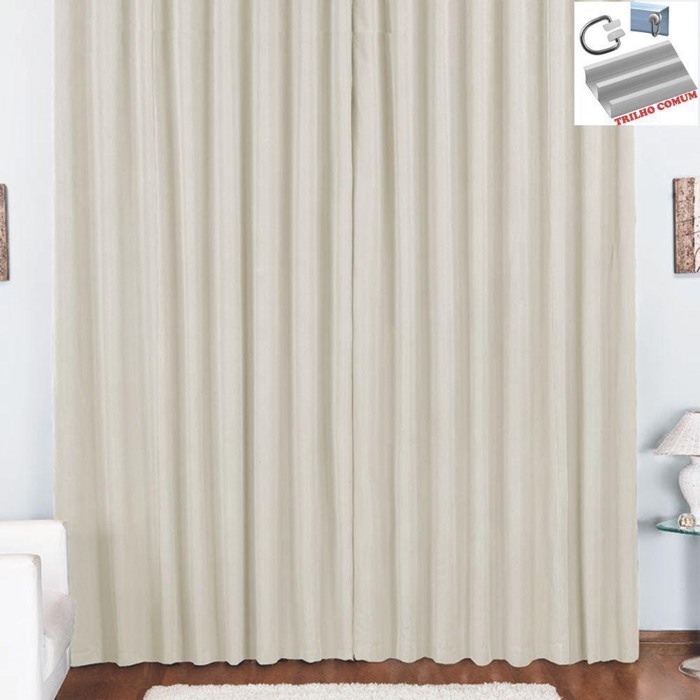 Cortina Pryme 4 Metros Sala Quarto Em Oxford Para Trilho Comum - Palha - 1