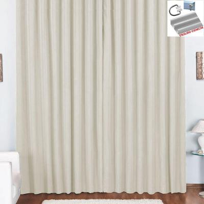 Cortina Pryme 4 Metros Sala Quarto Em Oxford Para Trilho Comum - Palha
