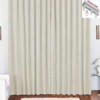 Cortina Pryme 4 Metros Sala Quarto Em Oxford Para Trilho Suisso - Palha - 1