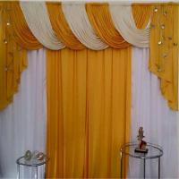 Cortina Romantic Para Varão Em Malha 4,00m X 2,60m Sala Quarto - Amarela - 1