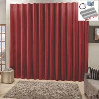 Cortina Top Chick 3 Metros Sala Quarto Tecido Ráfia Trilho Comum - Vermelha - 1