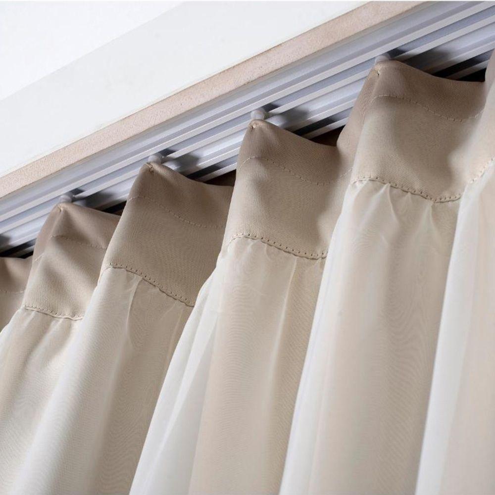 Cortina Mirage 3 Mts Sala Quarto Blackout Voal Trilho Suisso - Bege - 3