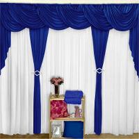 Cortina Idealle Para Varão Em Malha 3,00m X 2,60m Sala Quarto Top - Azul - 1