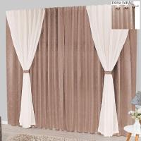 Cortina Bhaly Jacquard E Voal 4,00 X 2,50 Para Varão - Bege - 1