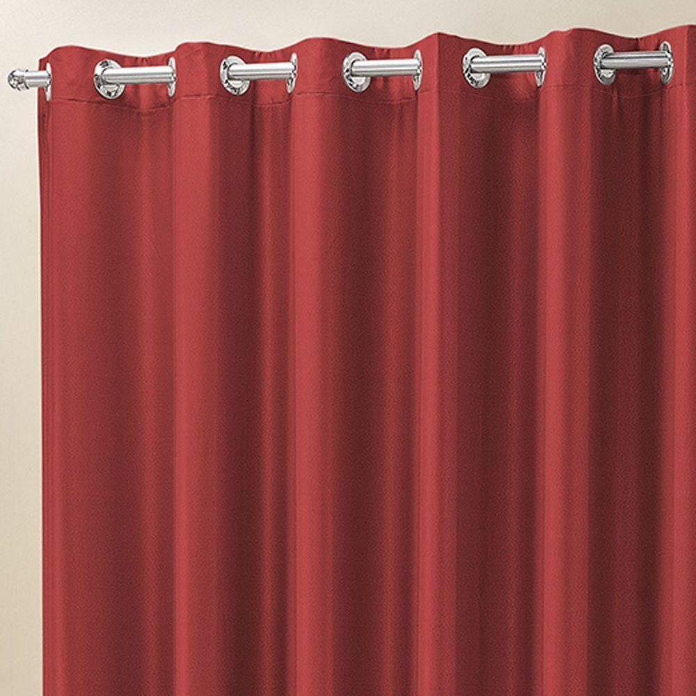 Cortina Madri Para Varão Tecido Semi Blackout 4,00M X 2,50M - Vermelho - 2