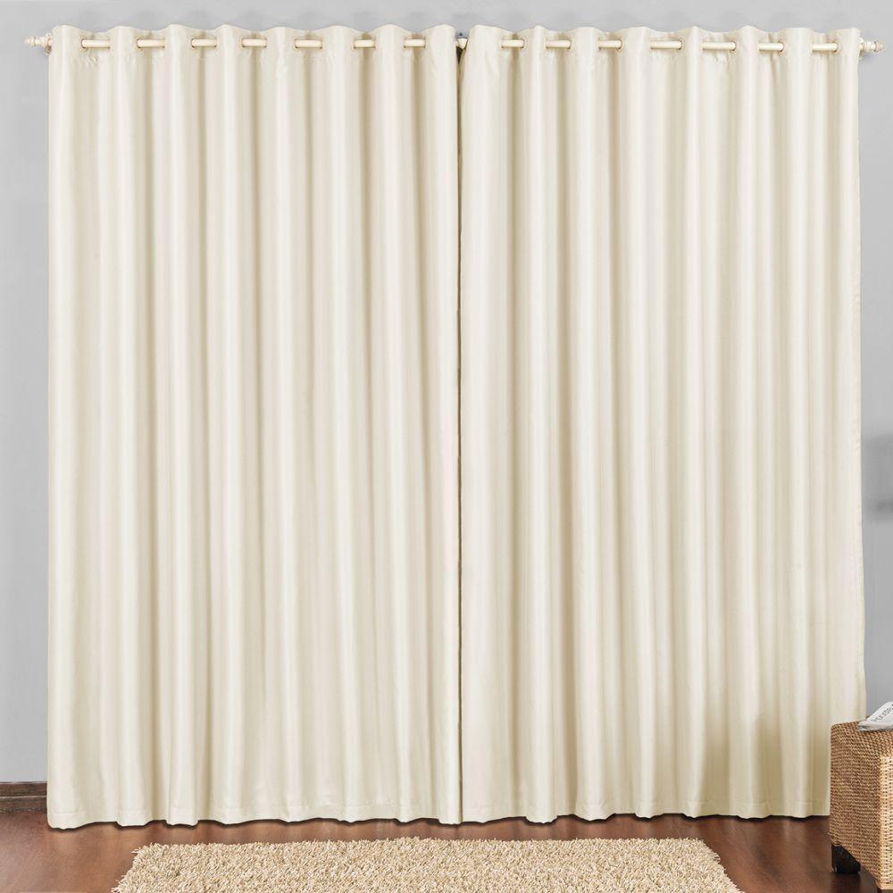 Cortina 2 Mts Sala Quarto Escritório Blackout Para Varão - Bege - 1