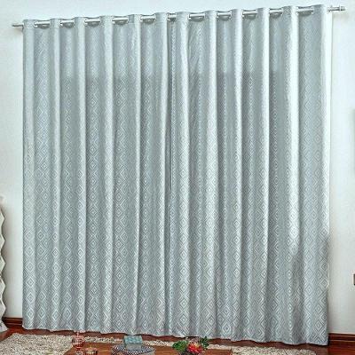 Cortina Em Jacquard Bahamas 3,00 X 2,70 Para Varão - Cinza Claro