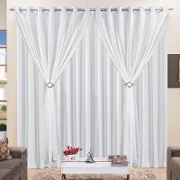 Cortina 3 Mts Sala Quarto Voal Com Microfibra Para Varão Branca - 1