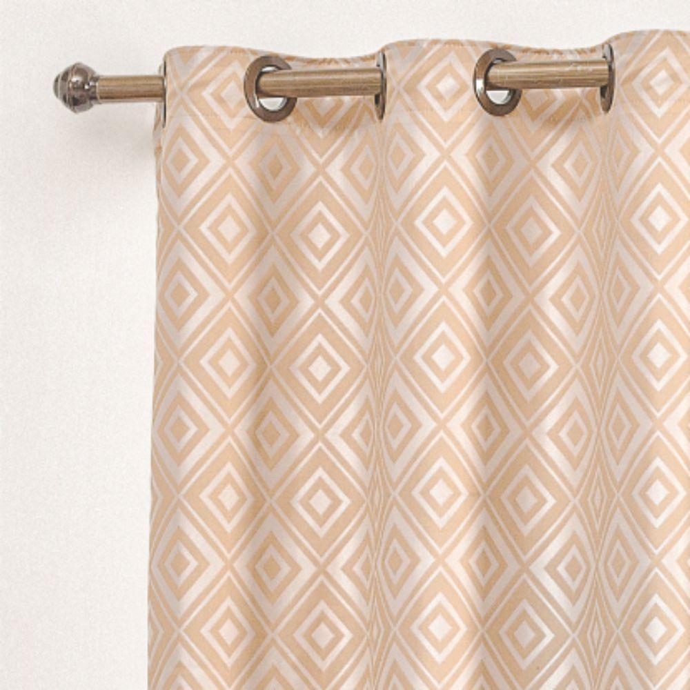 Cortina Em Jacquard Bahamas 4,00 X 2,70 Para Varão - Bege - 3