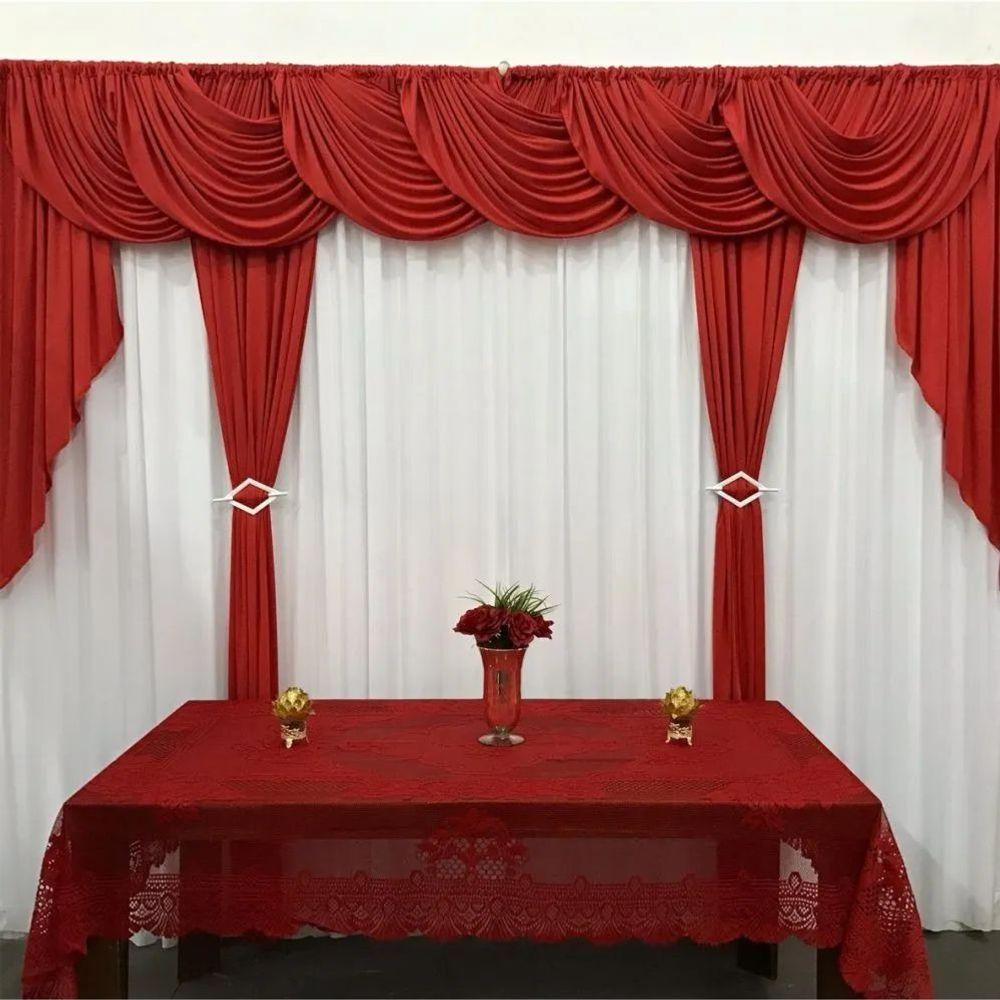 Cortina Idealle Para Varão Em Malha 4,00m X 2,60m Sala Quarto Top - Vermelha - 1