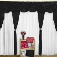 Cortina Sedução Para Varão Em Malha 3,00m X 2,60m Sala Quarto - Preta - 1