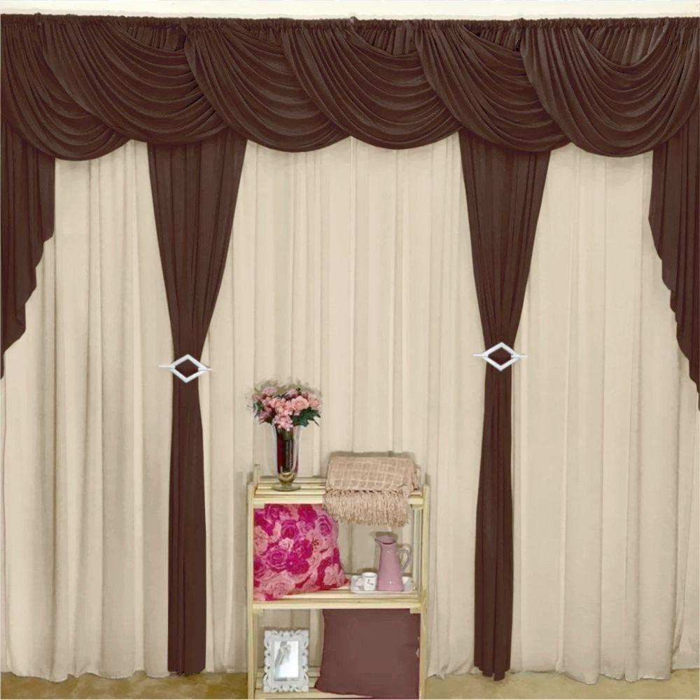 Cortina Sedução Para Varão Em Malha 3,00m X 2,60m Sala Quarto - Tabaco-avelã - 1