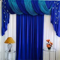 Cortina Romantic Para Varão Em Malha 4,00m X 2,60m Sala Quarto - Azul - 1