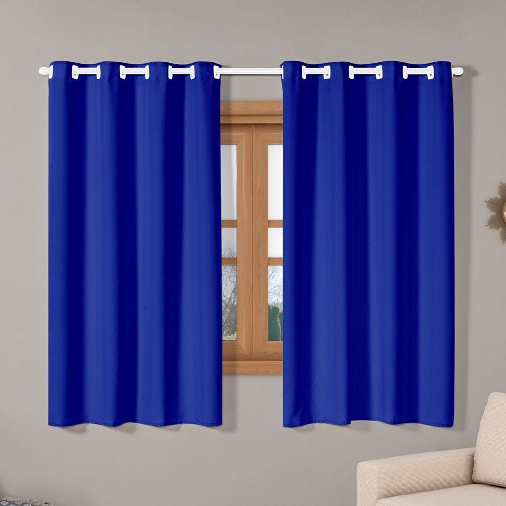 Cortina Isa Varão Tecido Oxford 2,00M X 1,40M P/ Janela - Azul Royal - 1