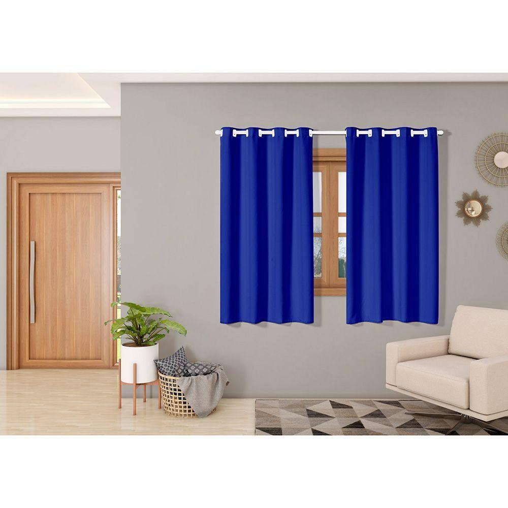Cortina Isa Varão Tecido Oxford 2,00M X 1,40M P/ Janela - Azul Royal - 2