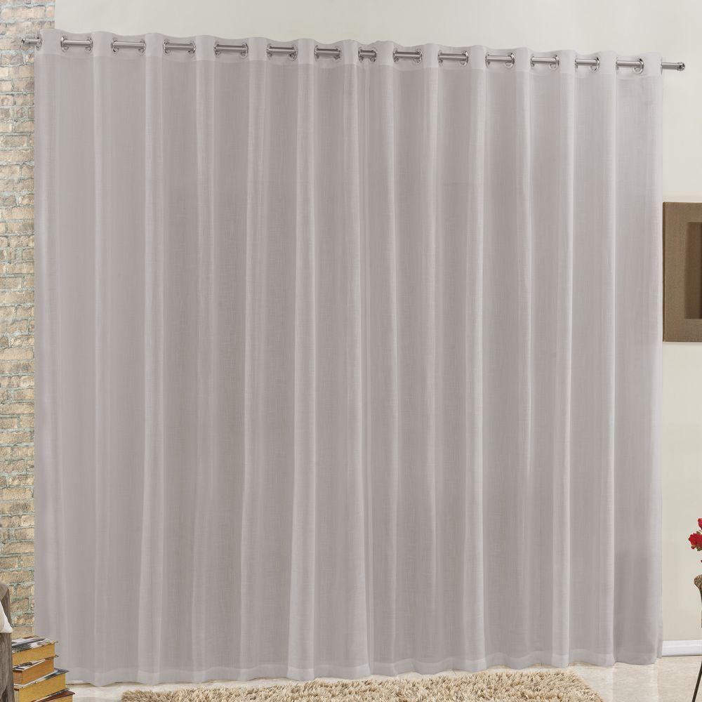 Cortina 2 Mts Sala Quarto Voal E Linho Para Varão Barata Cinza - 1