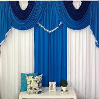 Cortina Roma Para Varão Em Malha 3,00m X 2,60m Sala Quarto - Azul - 1