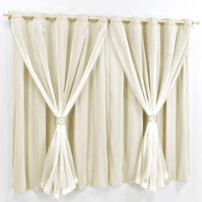 Cortina 2 Mts Sala Quarto Malha Com Voal Trilho Comum Baratissima Palha