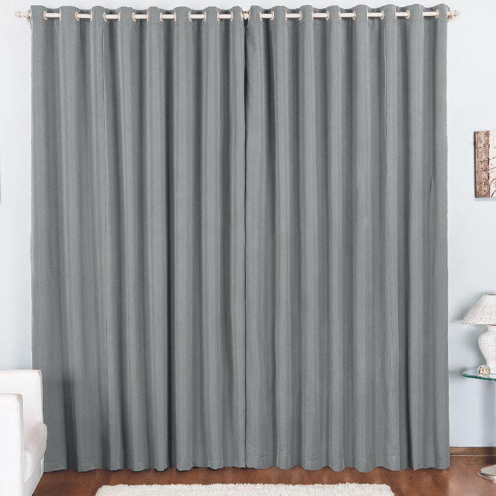 Cortina Pryme 3 Metros Sala Quarto Em Oxford Para Varão - Cinza - 1