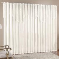 Cortina 3,00m X 2,50m Momento Sala Quarto Renda Com Microfibra P Varão Palha - 1